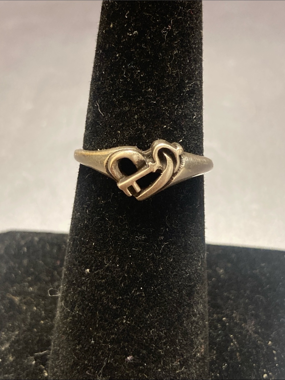Sterling Silver Heart Key Ring - Silver Women's Ring